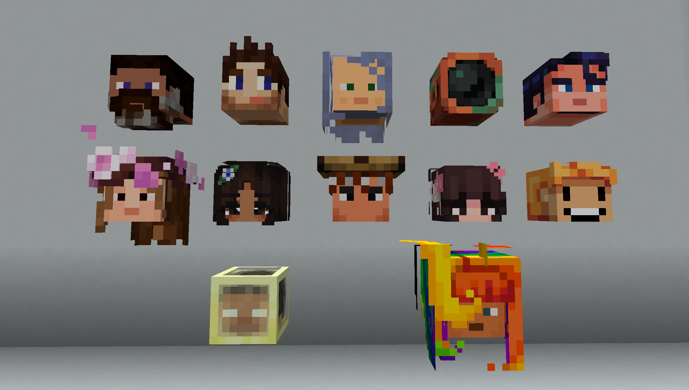 A wall of real 3D player heads