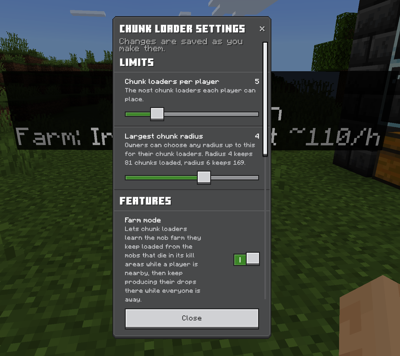 Admin settings save as you change them