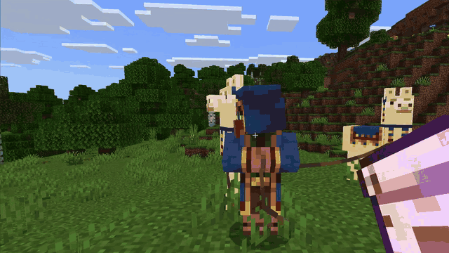 A Wandering Trader takes the contract, settles down in a spiral of sparkles, and becomes a villager in a burst of emeralds, his llamas set free